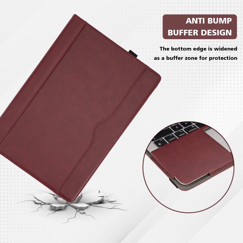 TT TYTX TYTX Compatible with MacBook Pro Leather Case 13 Inch 2016-2022 (A1989 A1706 A1708 A2159 A2289 A2251 A2338 M1 M2) Laptop Sleeve Protective Folio Book Cover (New MacBook Pro 13", Wine Red) - Image 4